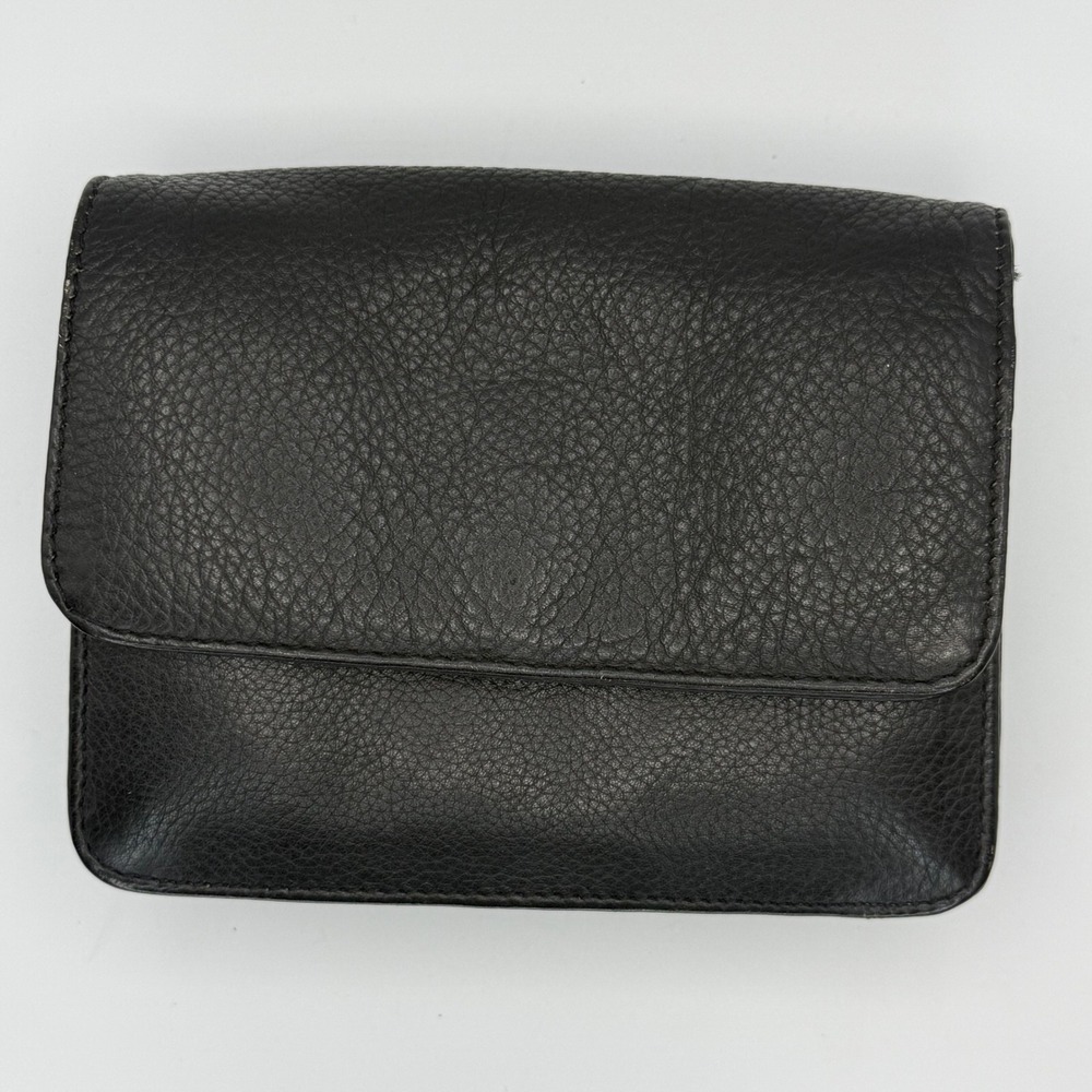 Vintage East West Concept Design Black Leather Wallet Mini Purse No Strap